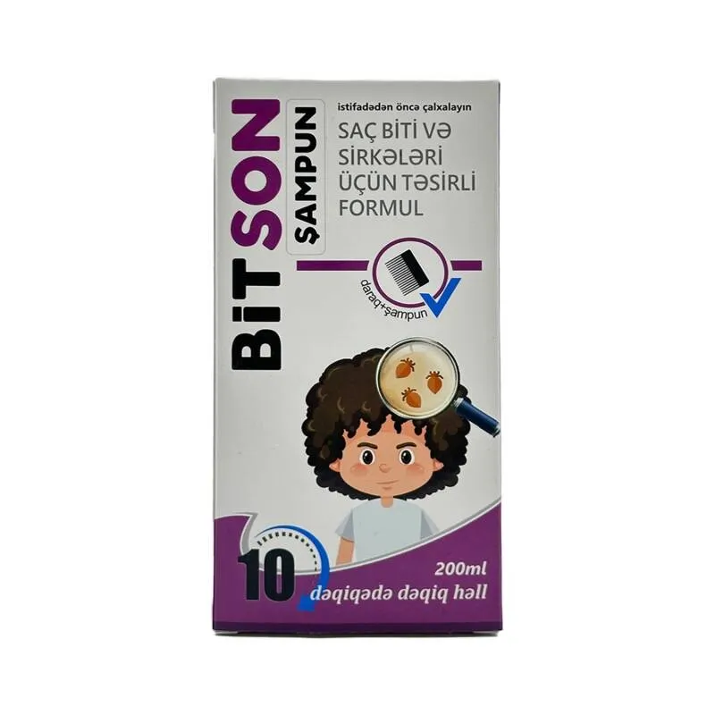 Bitson 200ml şampun — bit dərmanı pediküloz ailə ölçüsü geniş istifadə